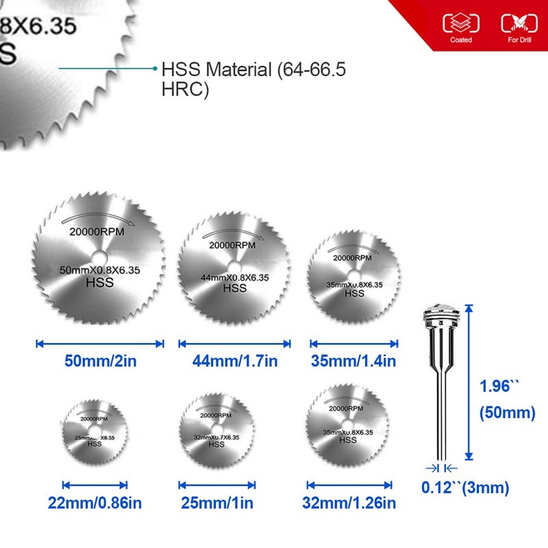 Lukcase Cutting Wheel Set Compatible with Rotary Tool with 1/8" Shank, 545 Diamond Cut-Off Wheel 20 pcs, HSS Saw Blade 6pcs, Fiberglass Cutting Wheel 10pcs, Resin Cutting Discs 10pcs,1 Screwdriver,1 Collet - Image 4